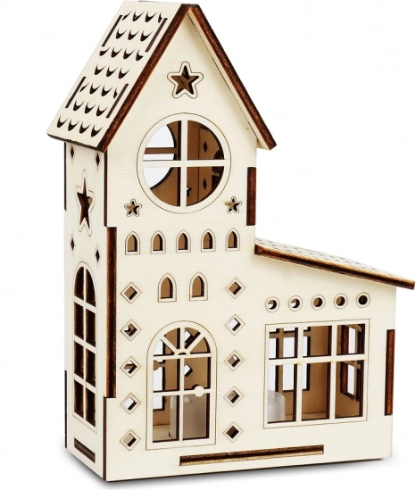 Drewniany kościelny domek z lampką LED Magia Drewna