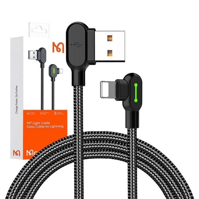 Kabel kątowy USB Lightning Mcdodo CA-4674 LED, 0,5 m (czarny)