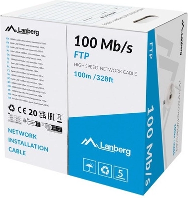 Kabel sieciowy LAN FTP 100 Mb/s CCA 100 m szary