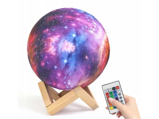 Nocna lampa GALAXY 3D z kolorowym podświetleniem RGB + zdalne sterowanie