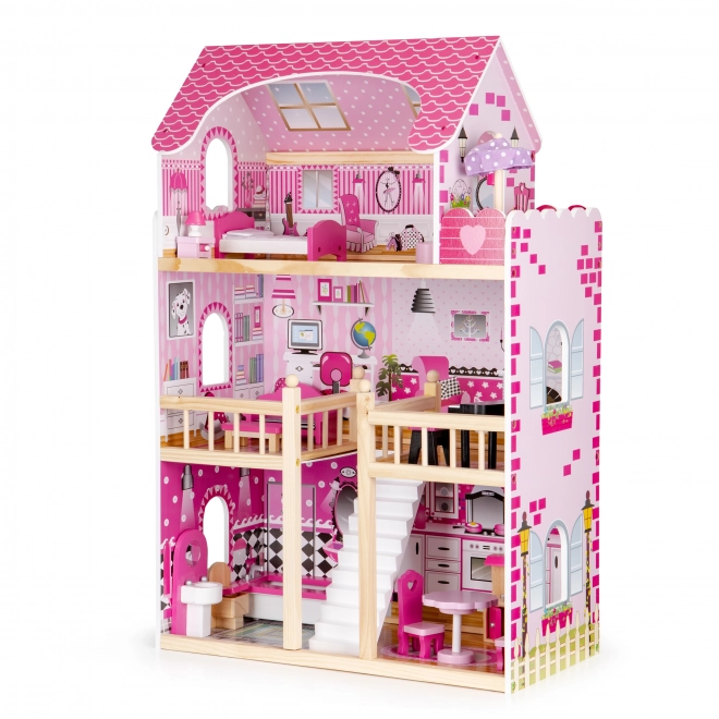 Drewniany domek dla lalek z meblami od ECOTOYS