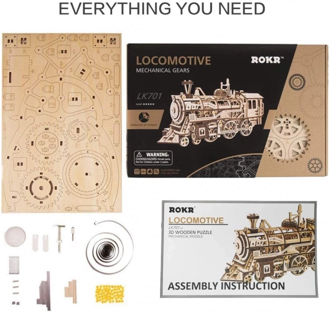 Rokr 3D drewniane puzzle lokomotywa 350 elementów