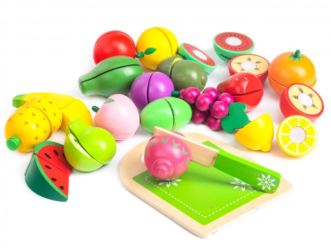 Drewniane owoce do krojenia, 20 sztuk ECOTOYS