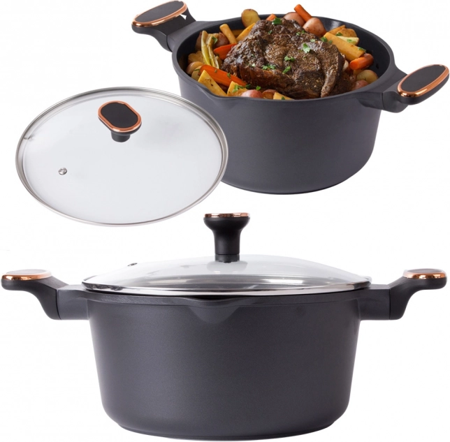 Rondel z pokrywką 4,55 l na indukcję, odlew aluminiowy, powłoka nieprzywierająca