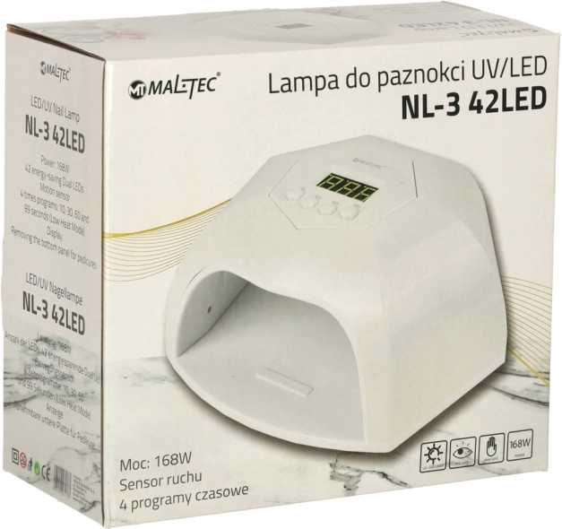 uv/led lampa do paznokci 168 w, 42 led, timer i czujnik ruchu