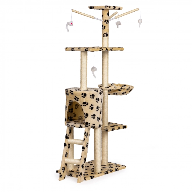 Drapak dla kotów, domek, drzewko, legowisko, 138 cm XL, Wzory łapek