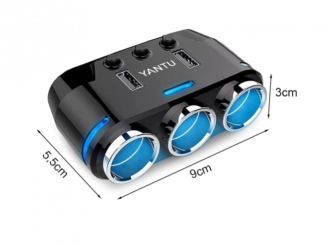 Samochodowy adapter USB z rozdzielaczem zapalniczki