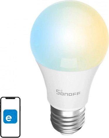 Inteligentna żarówka LED Wi‑Fi Sonoff E27, 9 W, 806 lm, CCT 2700–6500 K
