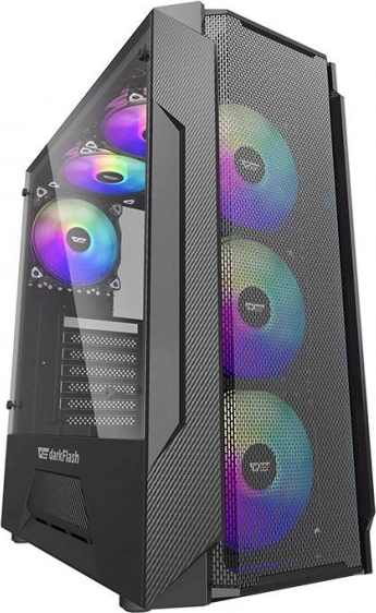 Obudowa komputerowa Darkflash LEO czarna z panelem szklanym i podświetleniem RGB