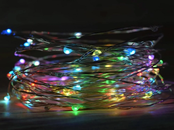Wielokolorowe świąteczne światła LED na baterie 10m