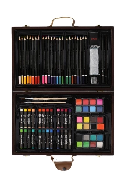 Zestaw do malowania Art box w drewnianej walizce - 79 sztuk