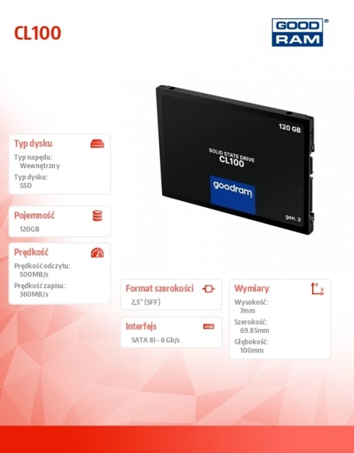 Dysk SSD CL100 G3 120GB SATA III 2,5
