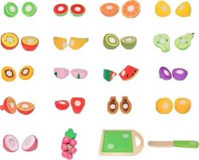 Drewniane owoce do krojenia, 20 sztuk ECOTOYS