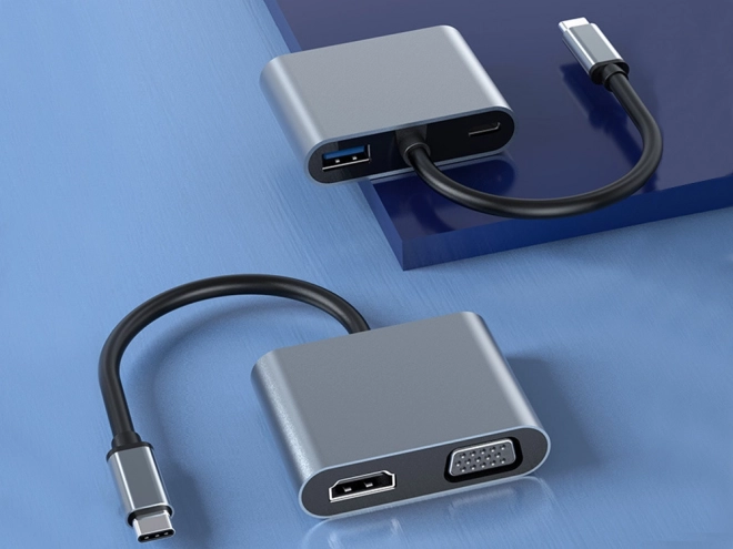 Adapter USB-C HDMI 4K VGA Hub z Power Delivery