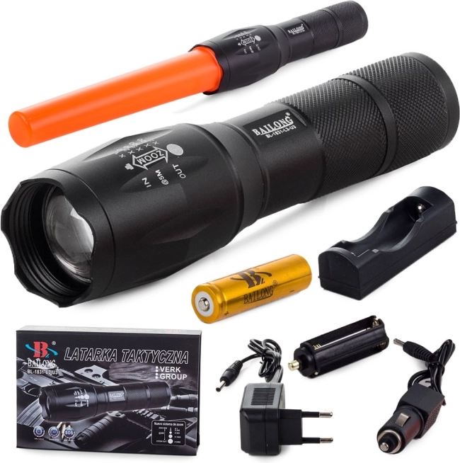 Taktyczna latarka LED Bailong z technologią CREE Zoom XM-L3-U3