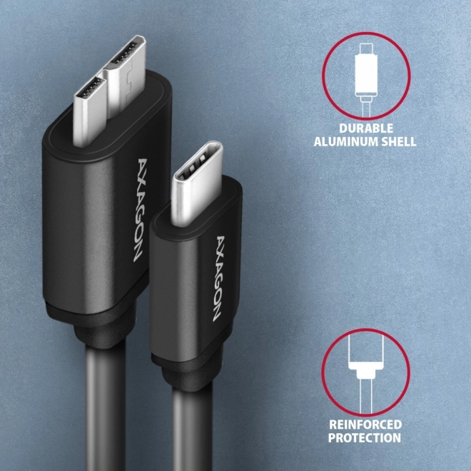 Kabel Micro-B USB na USB-C 3.2 Gen 1 1m 3A ALU PVC