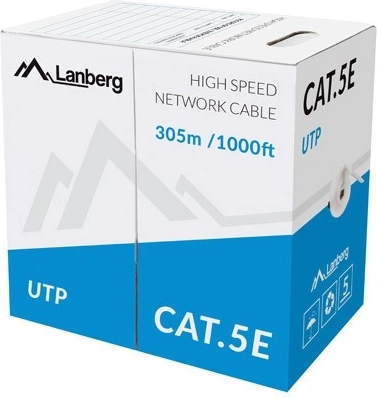 kabel sieciowy UTP Cat.5e CU 305 m, szary, drut