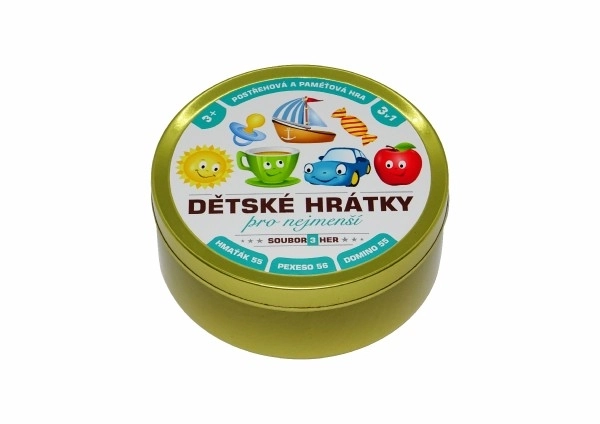 Dziecięce zabawy dla najmłodszych 3w1 gra planszowa w metalowym pudełku