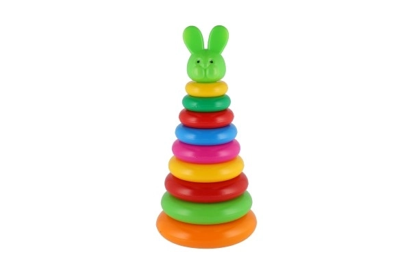 Piramidka składanka z plastikowymi krążkami 28cm assort 2 rodzaje w siatce 12m+
