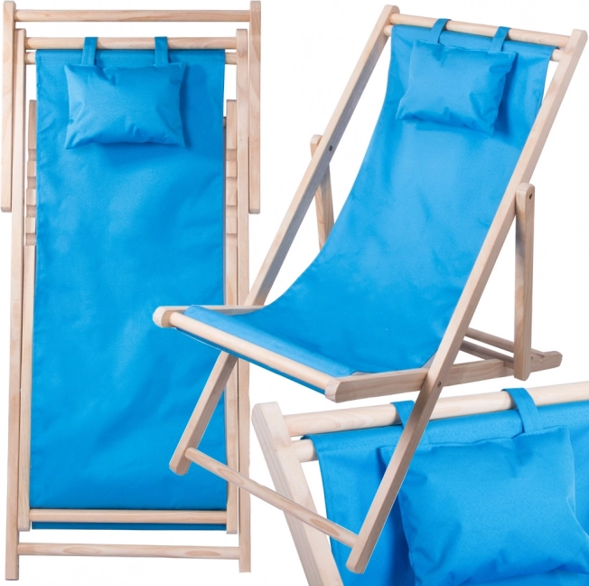 Składane drewniane leżak plażowy z poduszką