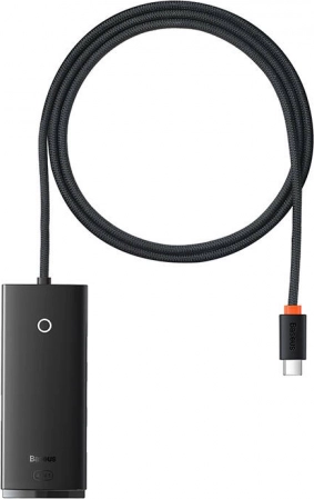 Baseus Lite 4‑portowy hub USB‑C z 4× USB 3.0 i zasilaniem USB‑C, 1 m, czarny