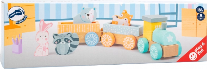 Small Foot Drewniany pociąg w pastelowych kolorach