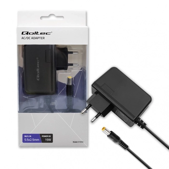 Adapter wsuwany Qoltec 19W 9V 2.1A 5.5x2.5