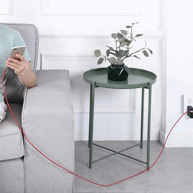 Czerwony nylonowy kabel USB - Lightning 2m z kątem 90 stopni