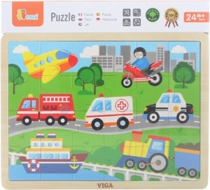 Drewniane puzzle transport 24 elementy