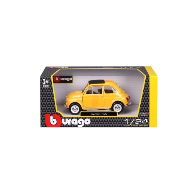 Model Bburago samochodu Fiat 500 F 1965 żółty 1:24