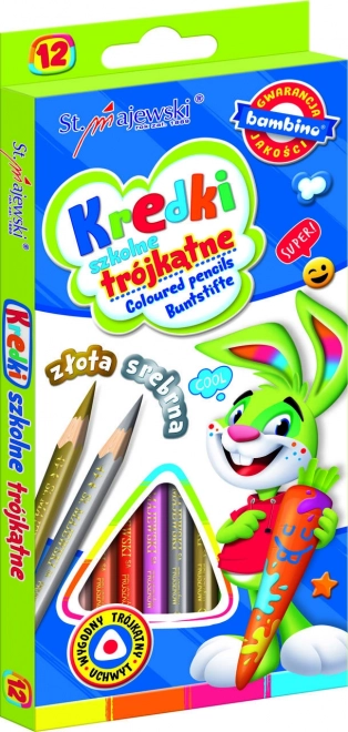 Trójkątne kredki Bambino - 12 sztuk