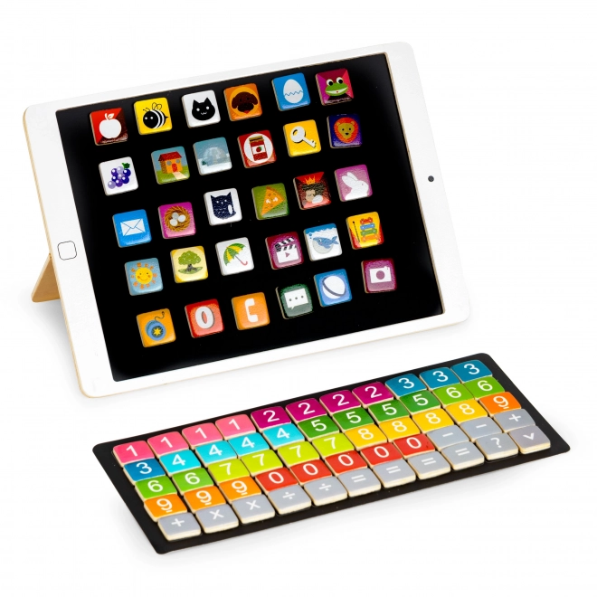 Drewniany edukacyjny tablet, magnetyczna tablica ECOTOYS