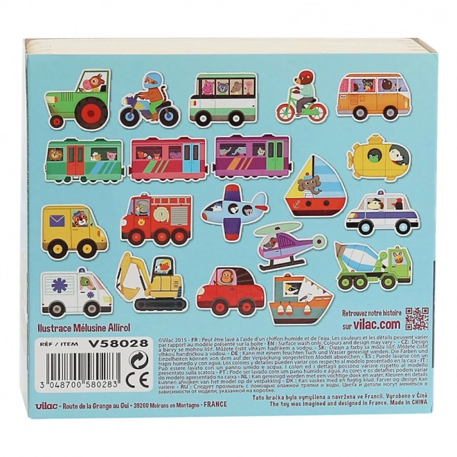 Vilac Drewniane magnesy transport 20 sztuk