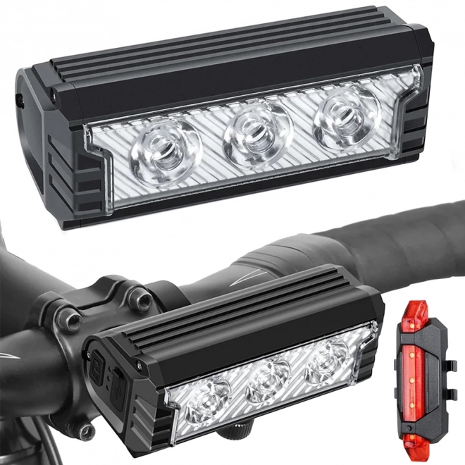 Zestaw lamp rowerowych LED z ładowaniem USB