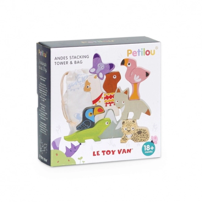 Balansująca wieża La Toy Van Petilou - zwierzęta z zoo