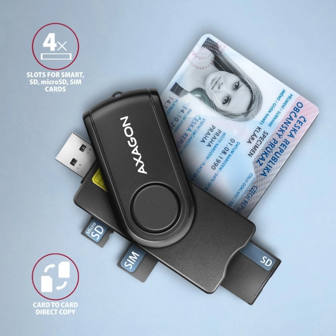 CRE-SMP2A ID i SD/microSD/SIM karta PocketReader USB