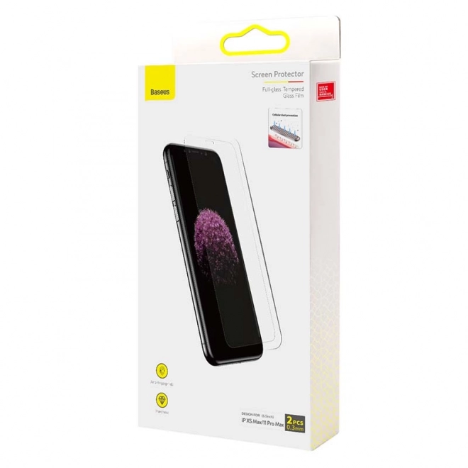 Baseus 0,3mm pełnowekranowa folia ze szkła hartowanego (opakowanie 2 szt.) dla iPhone – XS Max / 11 Pro Max 6,5 cala