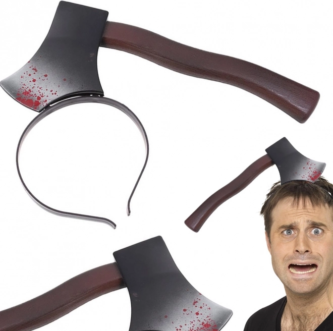 Halloweenowa opaska z siekierą w głowie