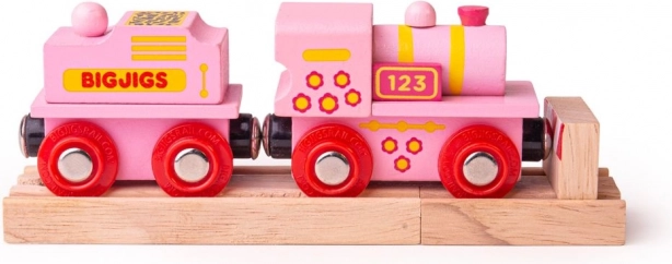 Różowa lokomotywka z tendrem BIGJIGS Rail
