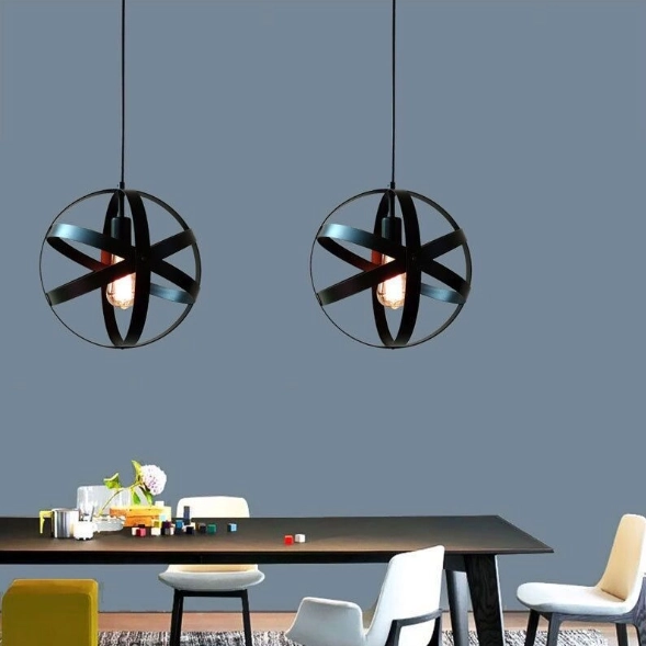 Lampa wisząca Loft, Industrial - kula, czarna