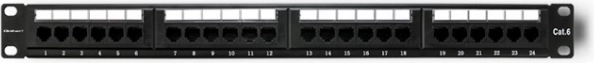 Patch panel do racka 24‑portowy CAT6 UTP czarny