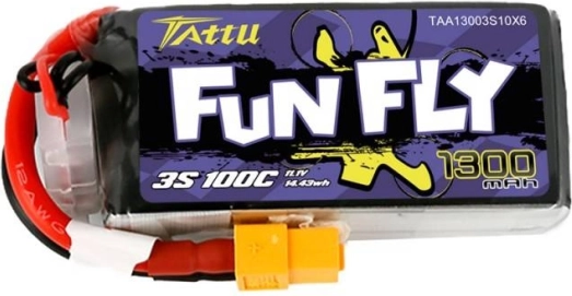 akumulator lipo tattu fun fly 1300 mah 11,1 v 3s 100c z wtykiem xt60