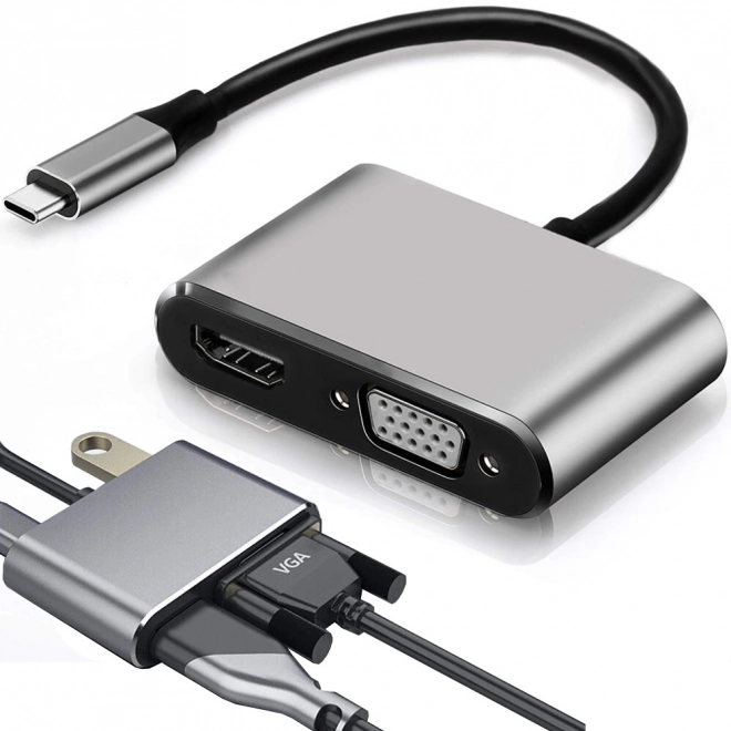 Adapter USB-C HDMI 4K VGA Hub z Power Delivery