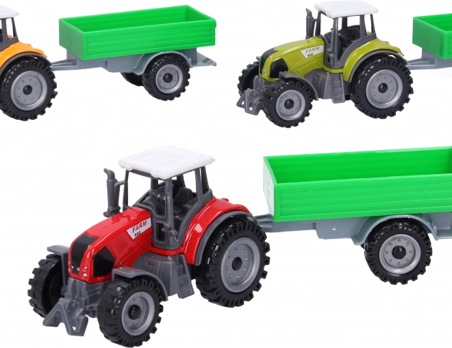Metalowy traktor z przyczepą