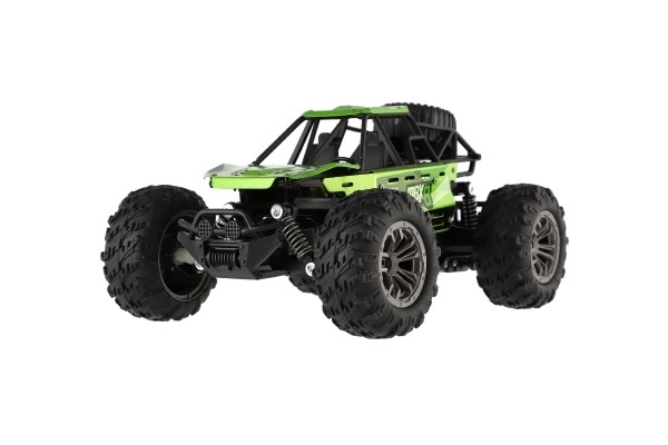 Auto RC buggy terenowe zielone 22cm plastik 2,4GHz na baterie + pakiet do ładowania w pudełku 32x16x18cm