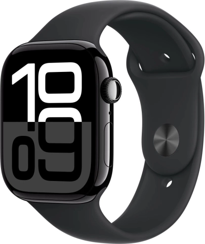 Watch Series 10 GPS 46 mm z aluminiową kopertą w kolorze onyksu z czarnym sportowym paskiem w rozmiarze M/L