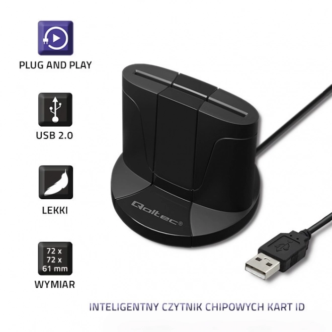 Inteligentna czytnik kart chipowych Qoltec