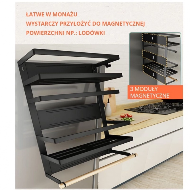 Magnetyczny organizer na dodatki kuchenne - trzyrzędowy
