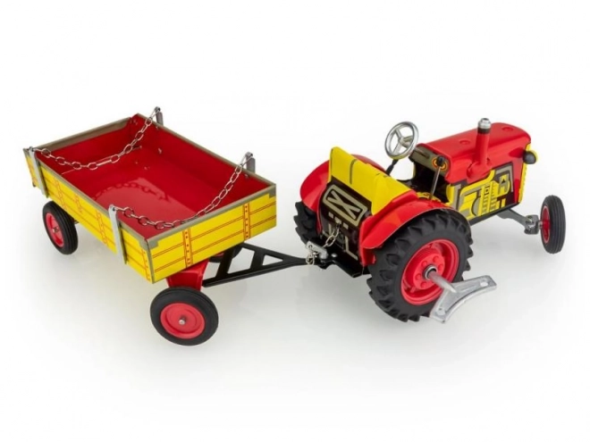 Traktor Zetor z przyczepką czerwoną na kluczyk metalowy 28cm Kovap w pudełku