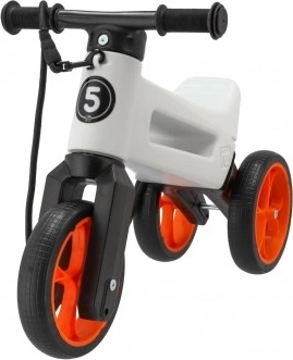 Odrážadło Funny Wheels Rider SuperSport 2w1 z paskiem – Biało‑pomarańczowa